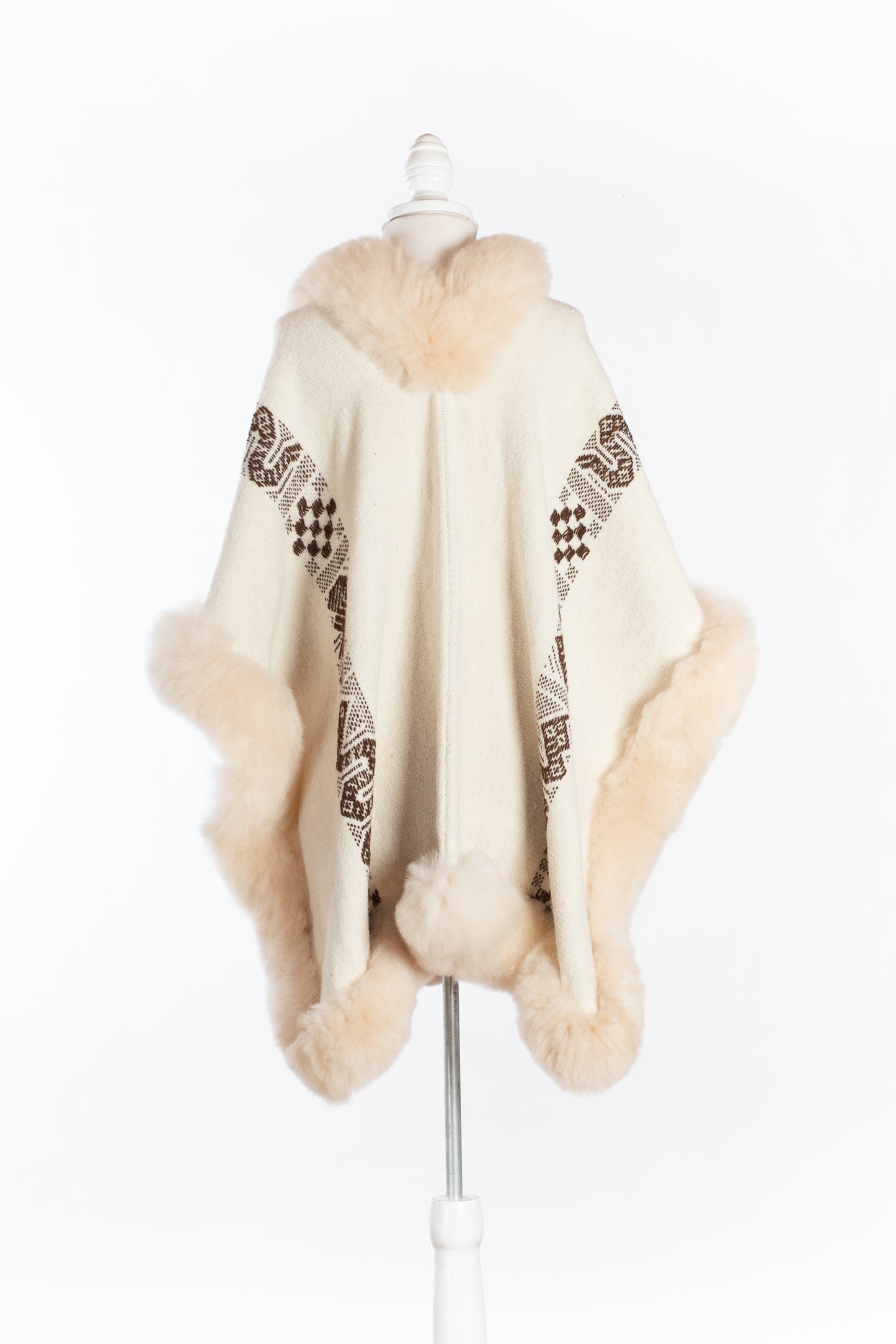 008 | Cream + Brown Handwoven Alpaca Cape