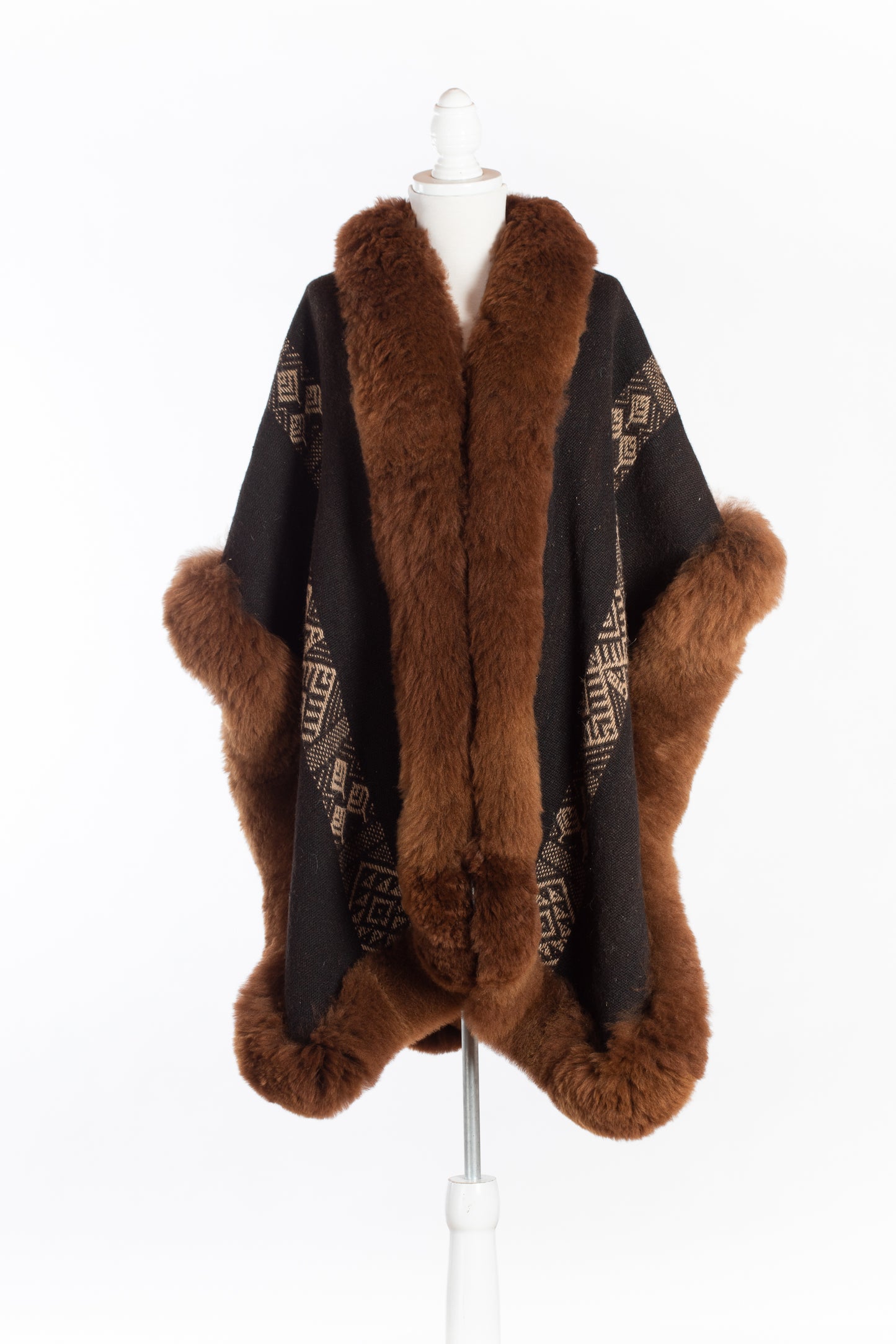 001 | Black + Beige Handwoven Alpaca Cape