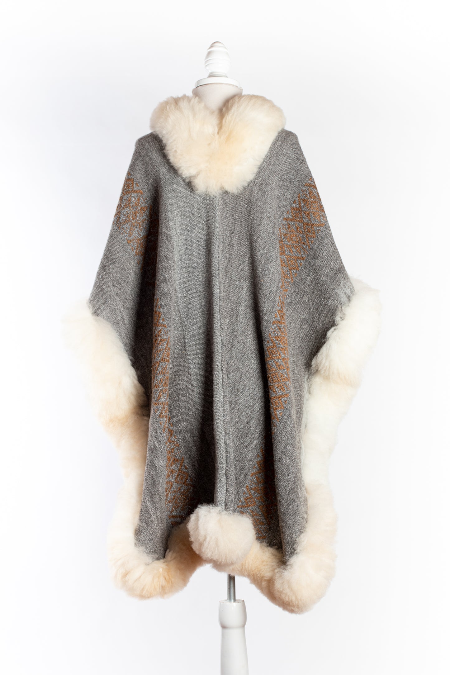 003 | Grey + Beige Handwoven Alpaca Cape