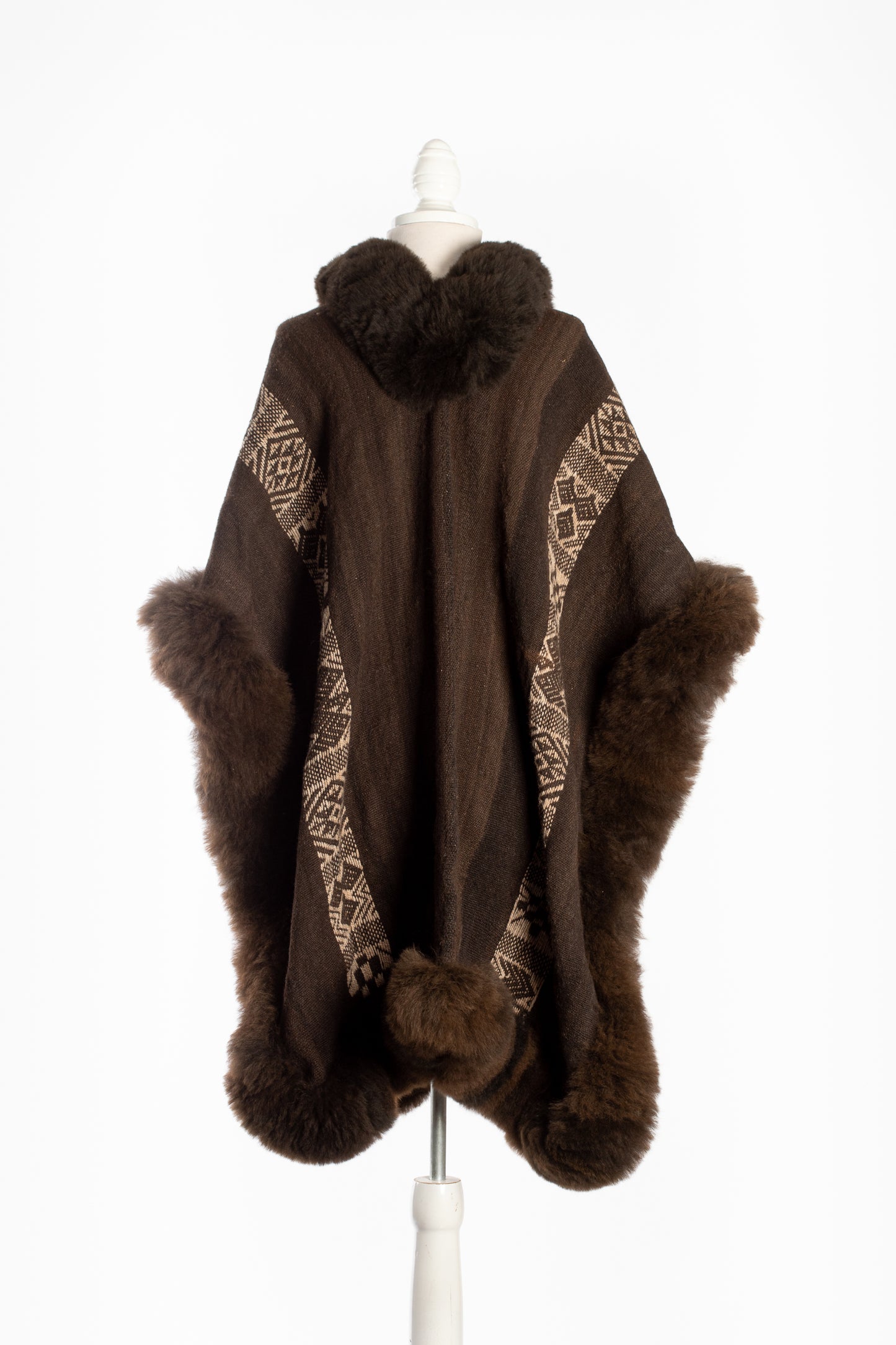 039 | RARE Dark Brown Handwoven Alpaca Cape