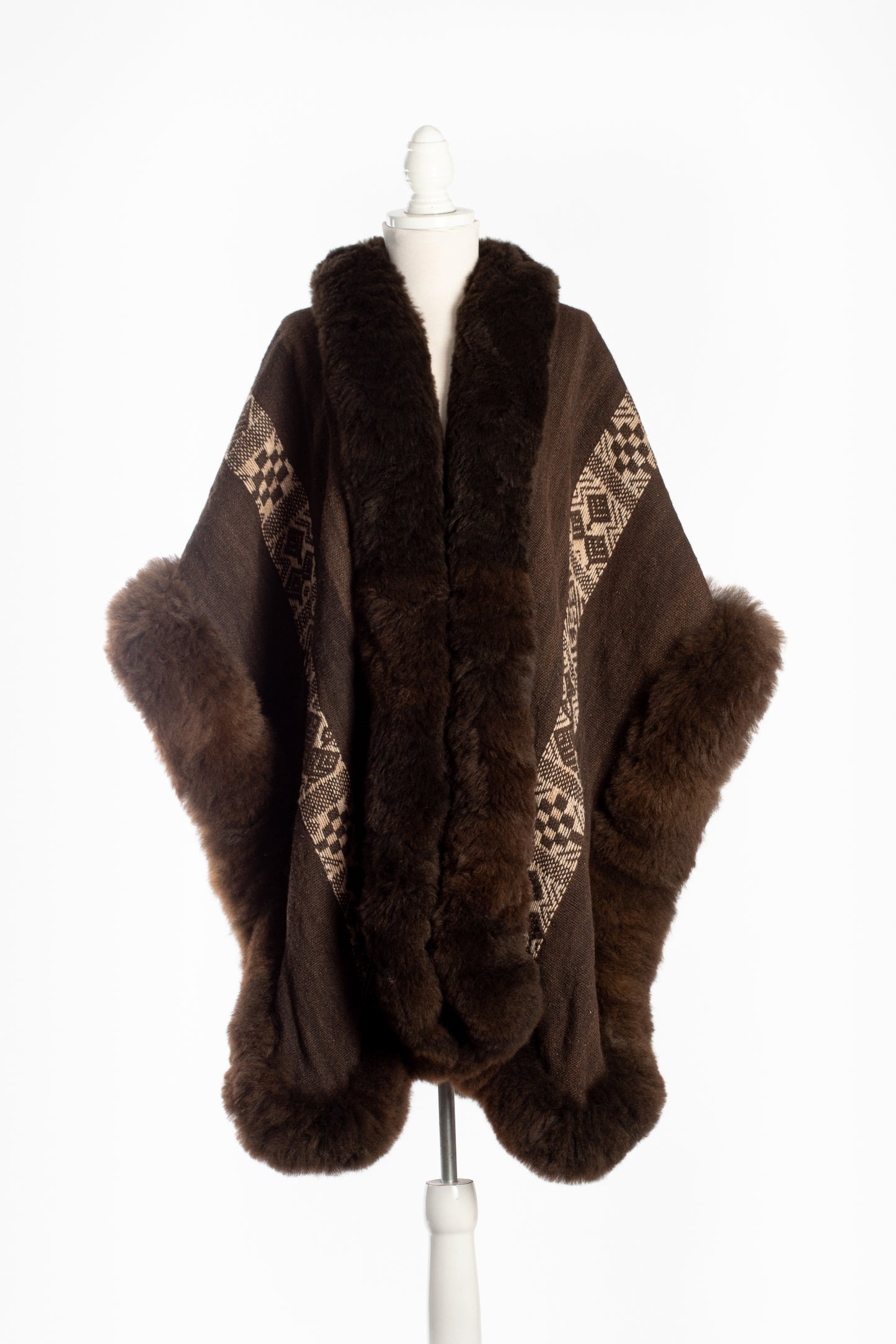 039 | RARE Dark Brown Handwoven Alpaca Cape