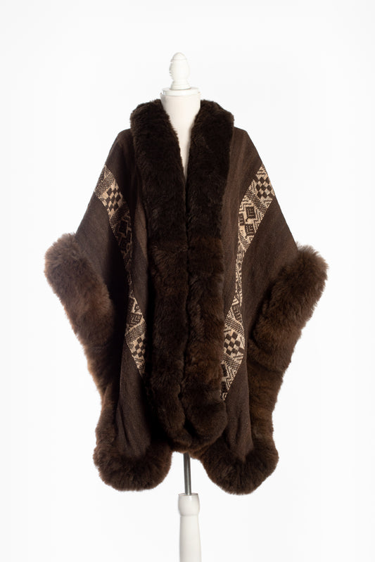 039 | RARE Dark Brown Handwoven Alpaca Cape