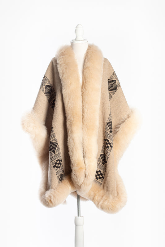 042 | Beige Handwoven Alpaca Cape