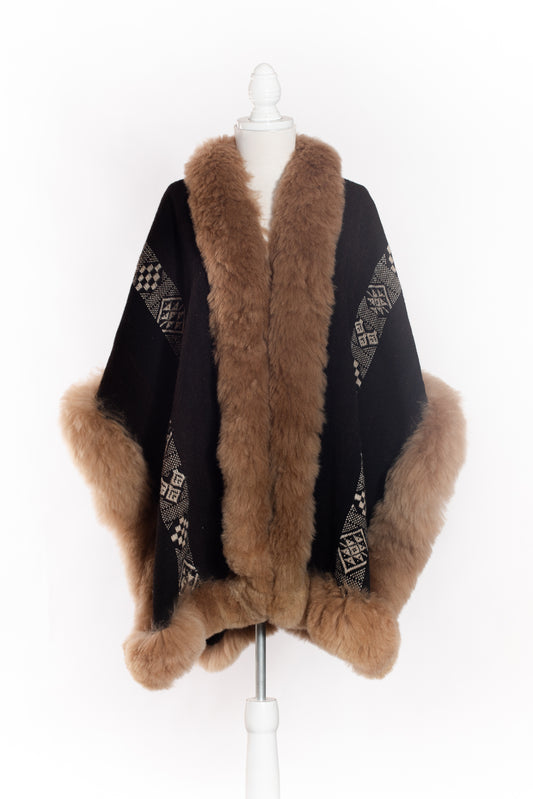 016 | Black + Beige Handwoven Alpaca Cape